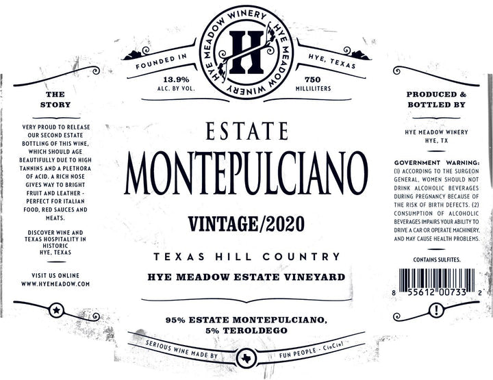 Hye Meadow Winery Estate Montepulciano 2020
