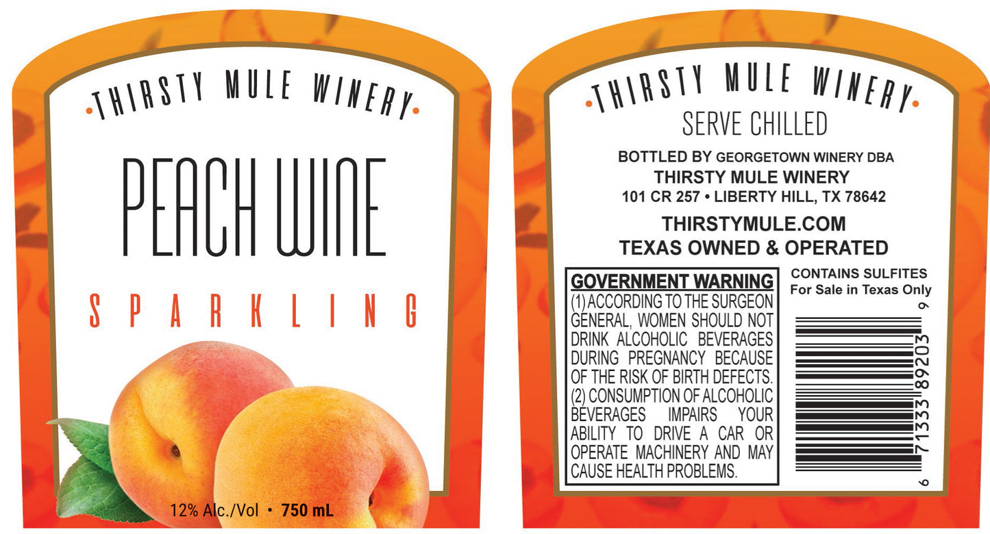 Thirsty Mule Winery Sweet Peach Sparkling NV