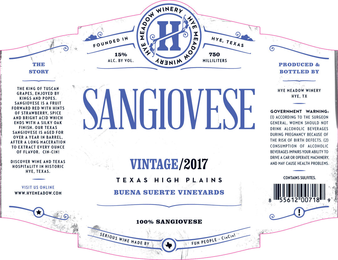 Hye Meadow Winery Sangiovese 2017