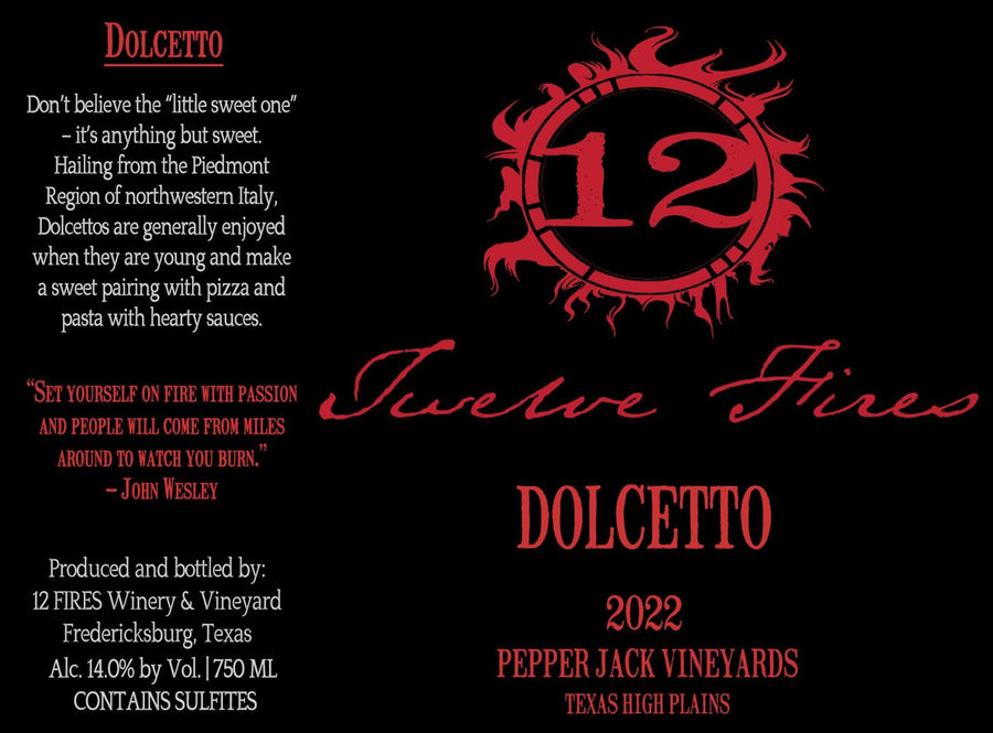 12 FIRES Winery and Vineyard Dolcetto