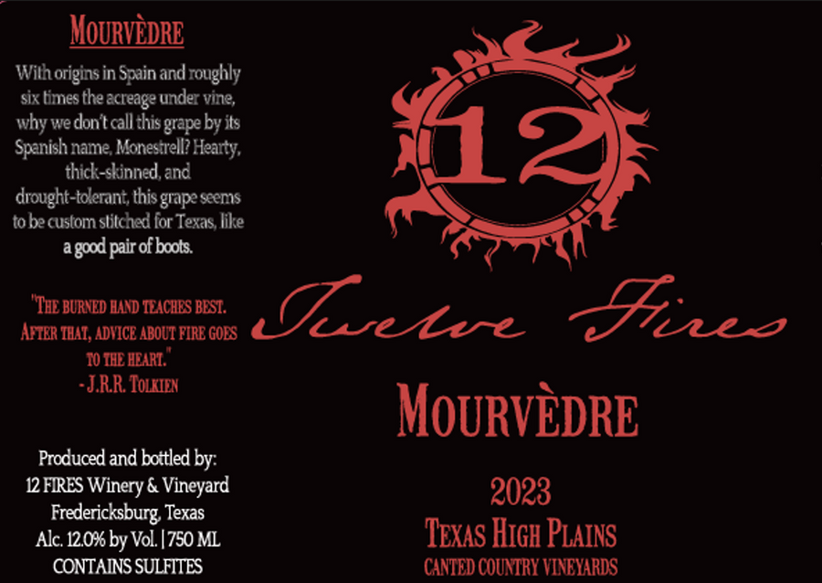 12 FIRES Winery and Vineyard Mourvedre