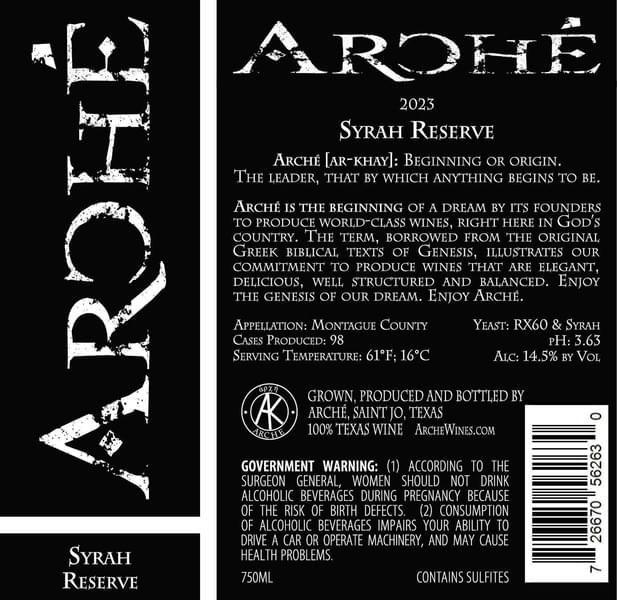 Arché Syrah Reserve