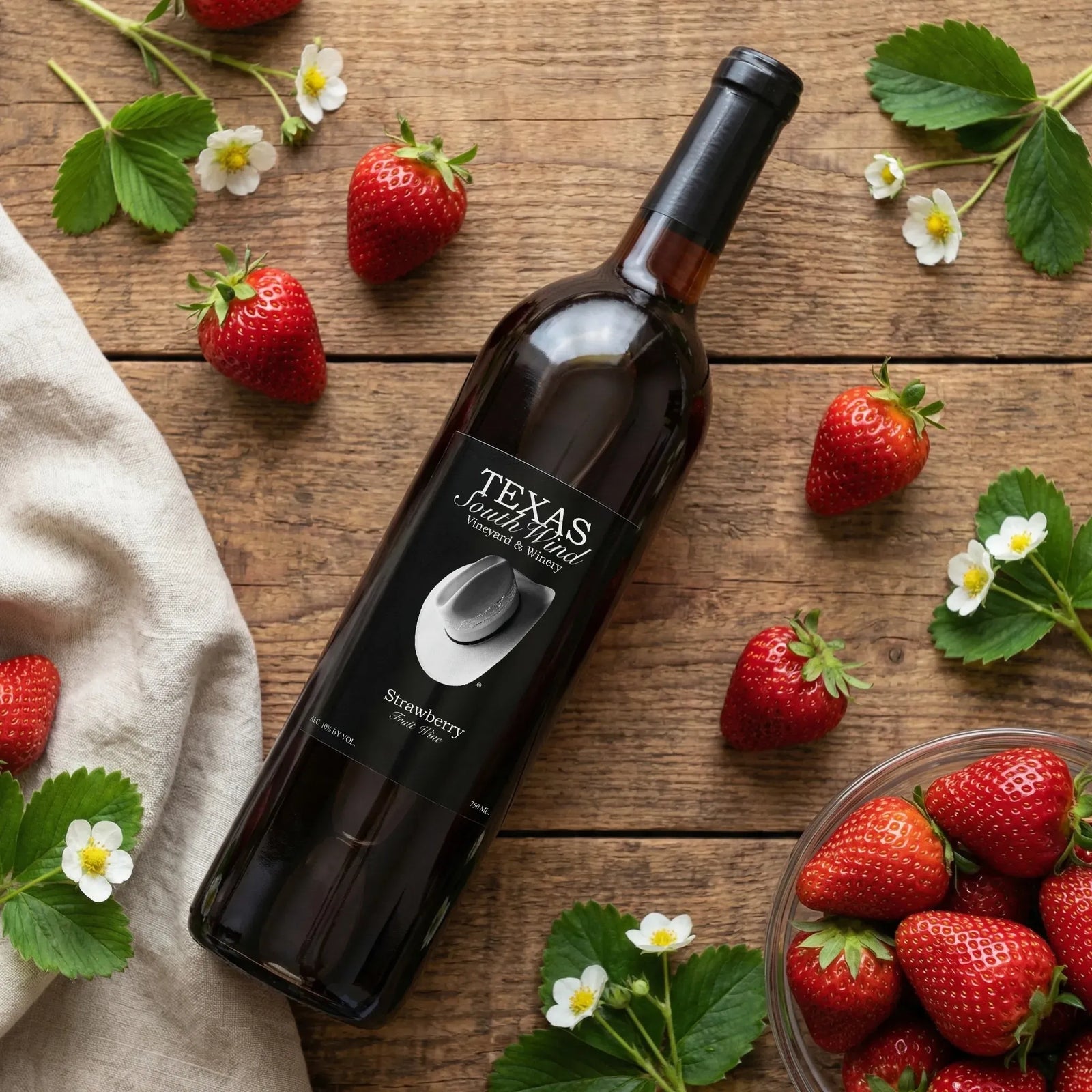 Texas South Wind Vineyard and Winery Strawberry Fruit Wine Sparkling