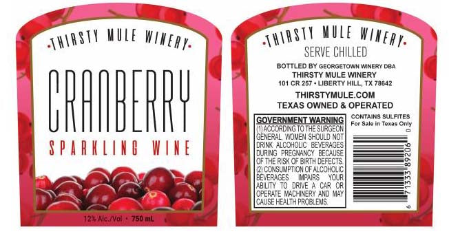 Thirsty Mule Winery Sparkling Cranberry NV